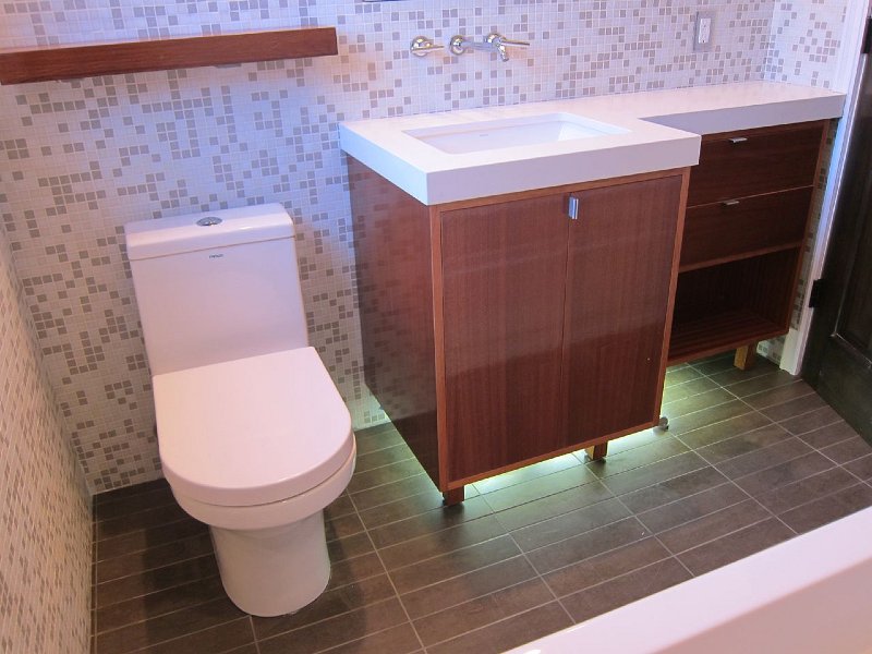 Modern toilet and new cabinets